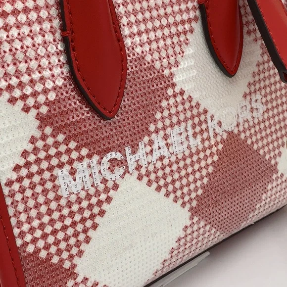 Michael Kors Mirella Extra-Small Logo Crossbody XBODY Shopper Bag Bright Red NWT - Picture 11 of 16